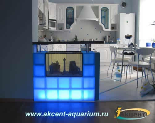 Акцент-Аквариум, аквариум встроенный в барную стойку